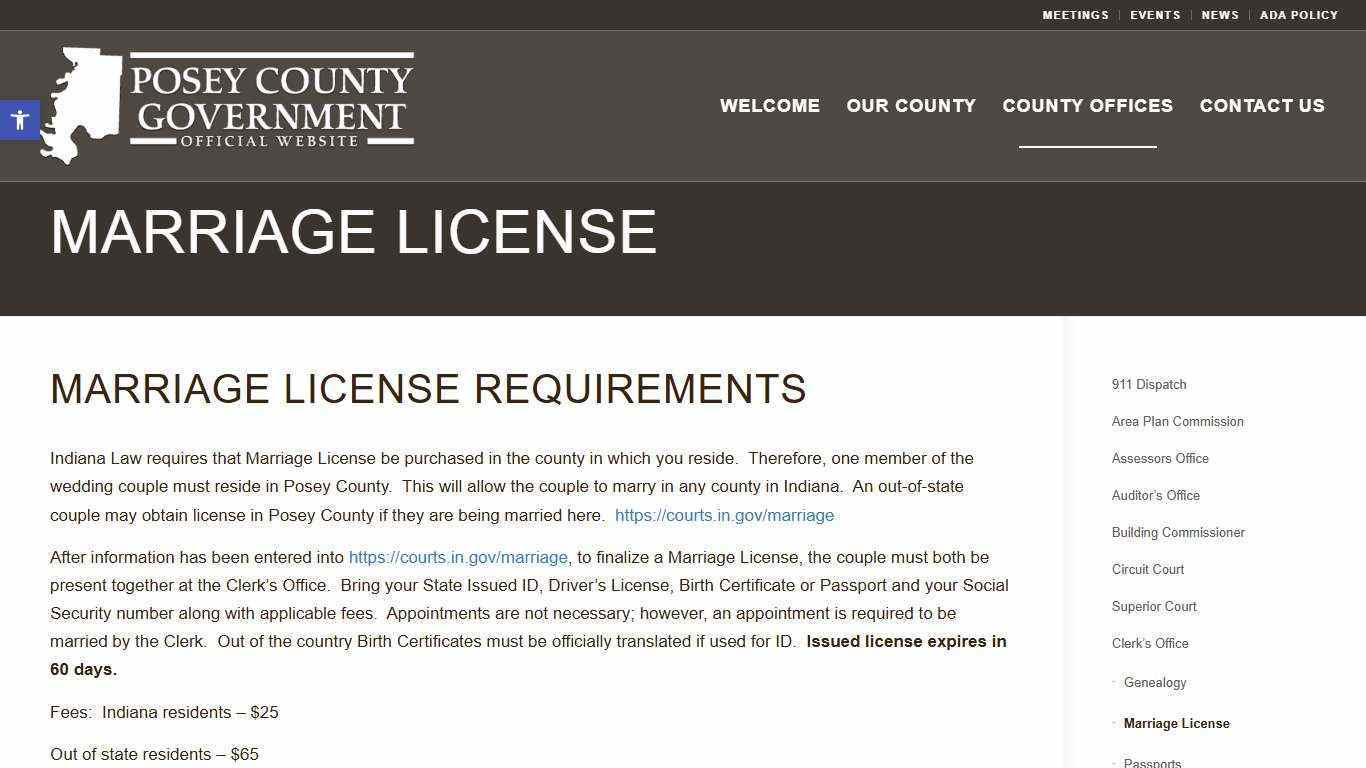 Marriage License - Posey County Government