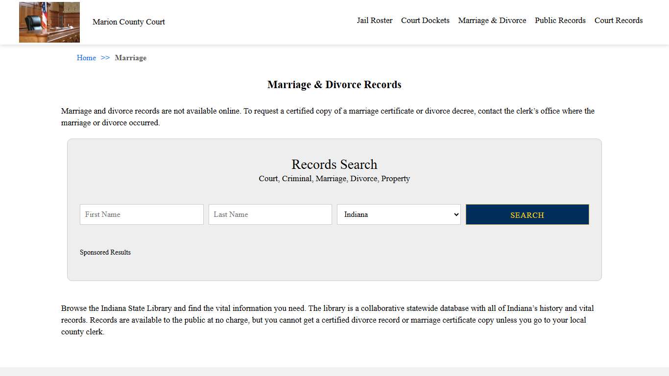 Marriage & Divorce Records | Marion County Court