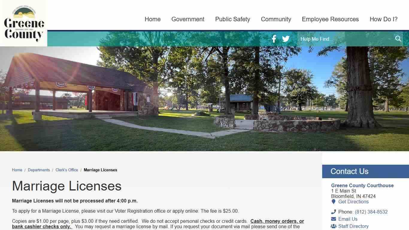 Marriage Licenses / Greene County, Indiana